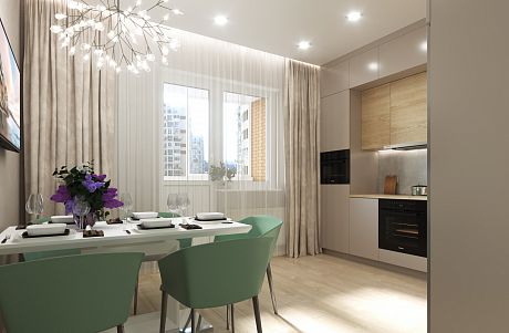 Дизайн проект 2-х комнатной квартиры 86 м2 в ФМР Краснодара